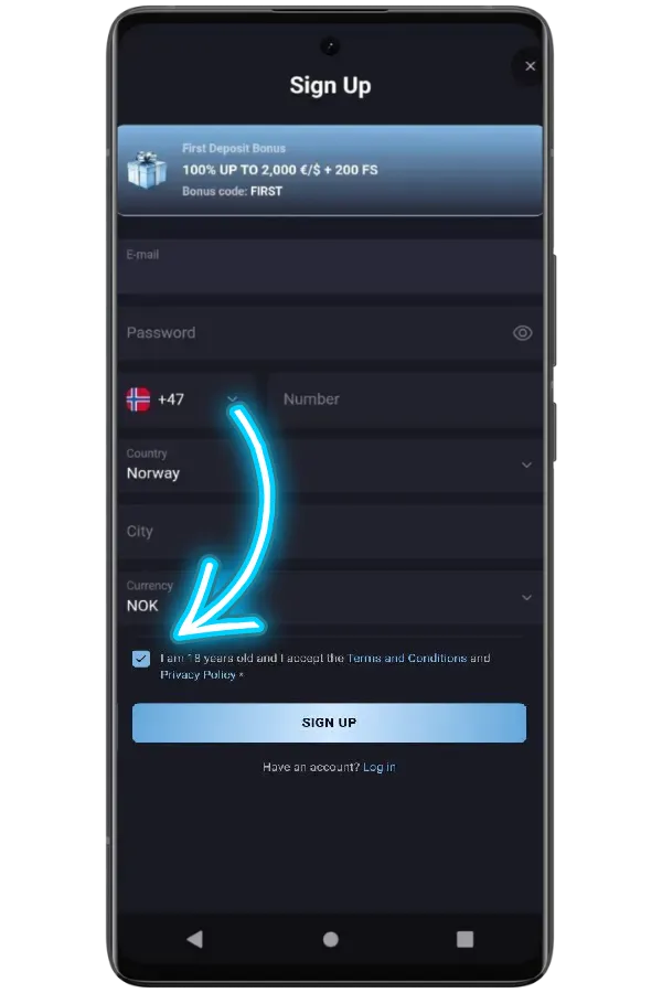 Register and deposit